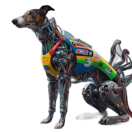 robot, animal, jacket, creature, cyberpunk, concept art, 3d render, photorealistic transparent PNG cut-out