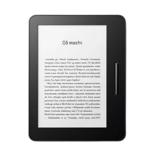 modern, e-reader, black, screen, displaying, white, text, background transparent PNG cut-out