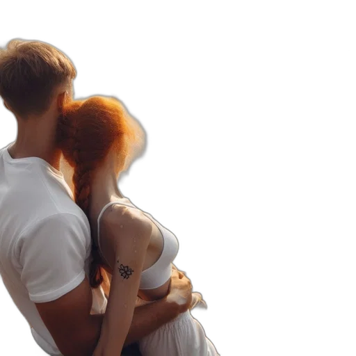 photorealistic, fire, outer space, two, people, stand, together, verdant transparent PNG cut-out