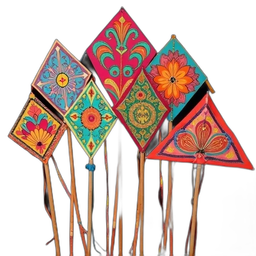 staff, umbrella, jewelry, collection, colorful, kites, intricate, designs transparent PNG cut-out