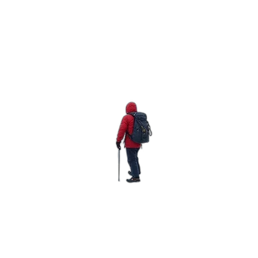 jacket, umbrella, hat, staff, 3d render, pixel art, concept art, photorealistic transparent PNG cut-out