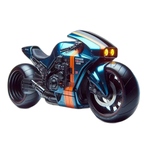 car, robot, concept art, 3d render, photorealistic, futuristic, blue, motorcycle transparent PNG cut-out