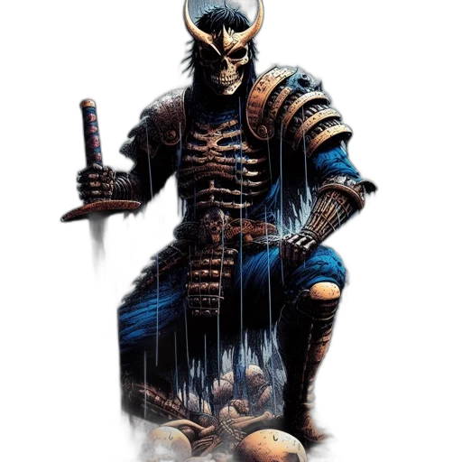 concept art, comic book art, fantasy art, pixel art, blue, skeletal, figure, perhaps transparent PNG cut-out