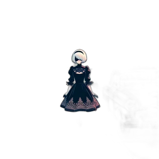 dress, robot, staff, creature, pixel art, concept art, 3d render, fantasy art transparent PNG cut-out