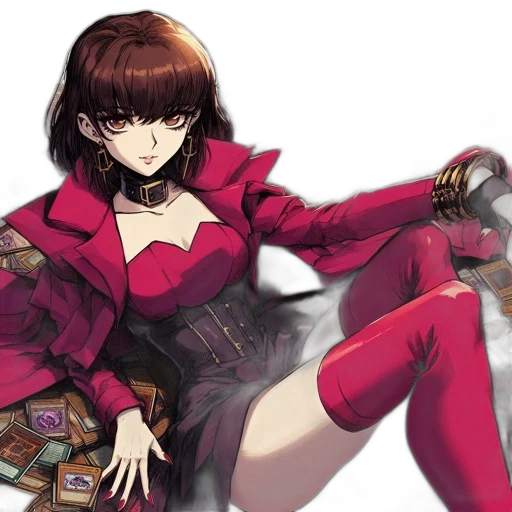 jacket, weapon, concept art, anime, fantasy art, cyberpunk, red, dark transparent PNG cut-out