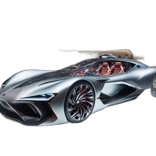 car, concept art, 3d render, photorealistic, futuristic, silver, red, large transparent PNG cut-out