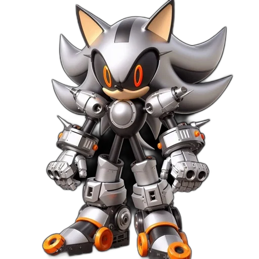 robot, weapon, animal, 3d render, concept art, pixel art, animated, silver transparent PNG cut-out