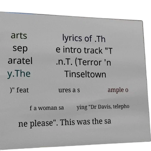 lyrics, separated, intro, track, terror, tinseltown, featuring, sample transparent PNG cut-out
