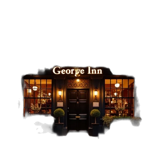 pixel art, watercolor, photorealistic, 3d render, george, inn, london, night transparent PNG cut-out