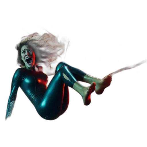 hair, creature, robot, concept art, comic book art, 3d render, fantasy art, underwater transparent PNG cut-out