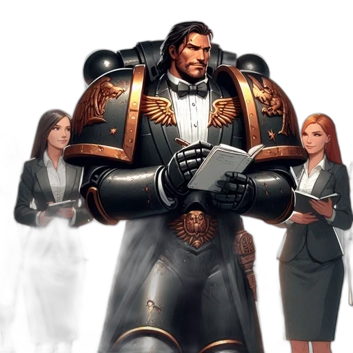 staff, robot, jacket, weapon, concept art, fantasy art, man, formal transparent PNG cut-out
