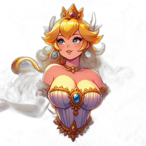 crown, jewelry, dress, staff, pixel art, fantasy art, concept art, anime transparent PNG cut-out
