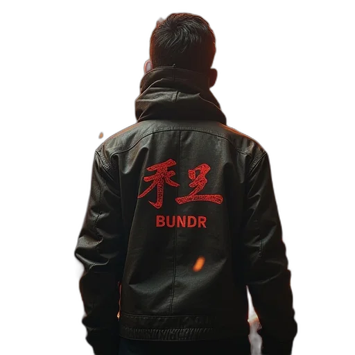jacket, staff, cyberpunk, 3d render transparent PNG cut-out