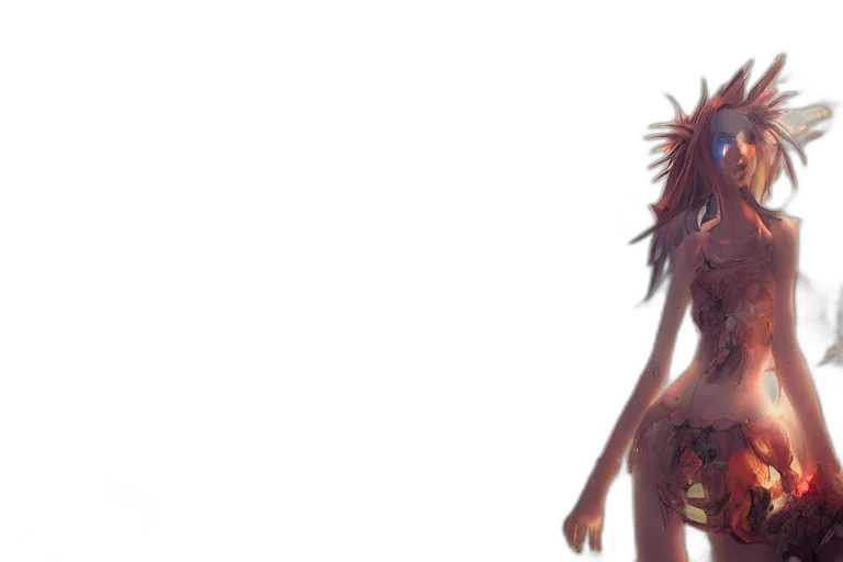 creature, dragon, staff, hair transparent PNG cut-out