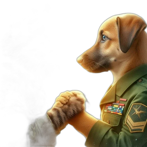 staff, animal, jacket, concept art, photorealistic, watercolor, comic book art, two transparent PNG cut-out