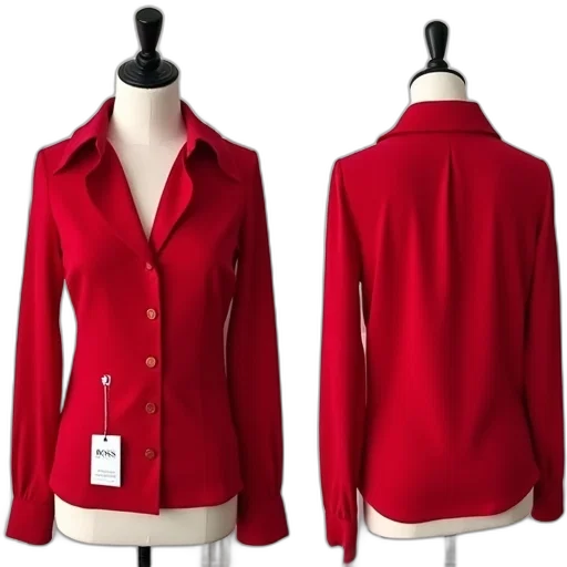 jacket, red, blouse, ruffled, collar, tag, reading, hugo transparent PNG cut-out