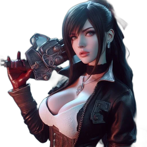 weapon, staff, face, robot, concept art, fantasy art, cyberpunk, photorealistic transparent PNG cut-out