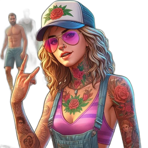 hat, face, dress, jewelry, concept art, fantasy art, comic book art, cartoon transparent PNG cut-out
