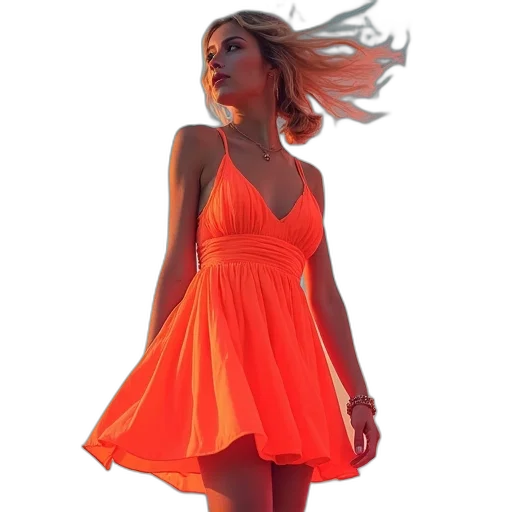 dress, 3d render, photorealistic, concept art, neon lights, neon, colorful, monochrome transparent PNG cut-out
