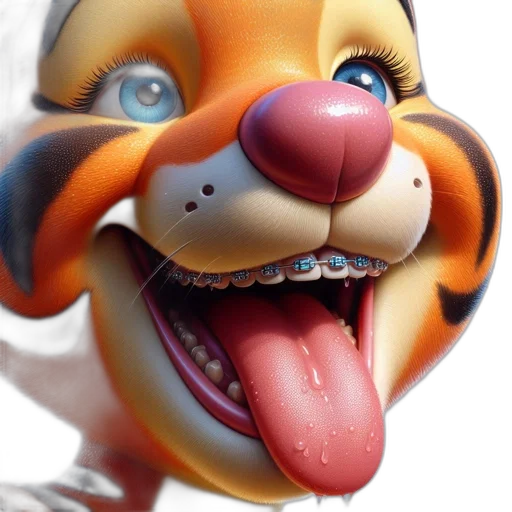 animal, 3d render, photorealistic, concept art, fantasy art, animated, tiger, vibrant transparent PNG cut-out