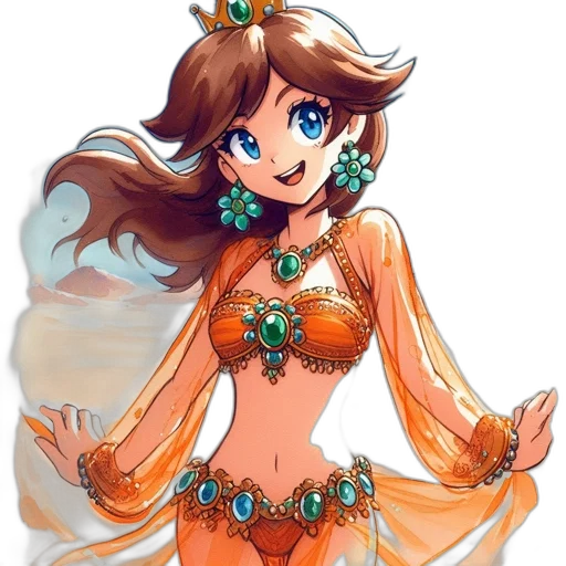 dress, crown, jewelry, staff, concept art, pixel art, fantasy art, anime transparent PNG cut-out