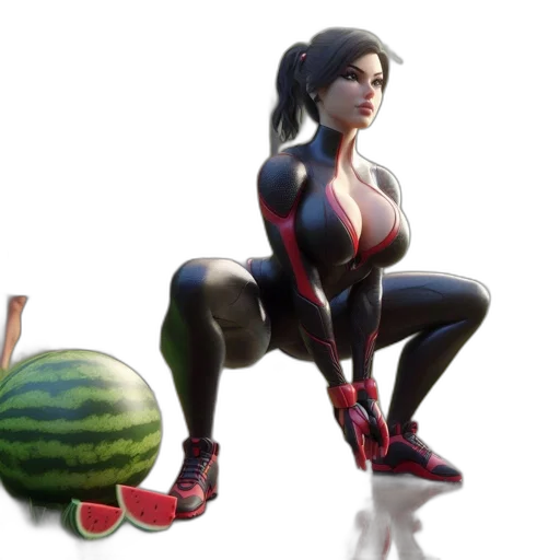 concept art, 3d render, pixel art, comic book art, animated, female, character, red transparent PNG cut-out