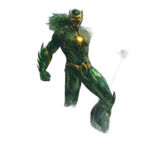 creature, staff, weapon, concept art, comic book art, fantasy art, 3d render, green transparent PNG cut-out