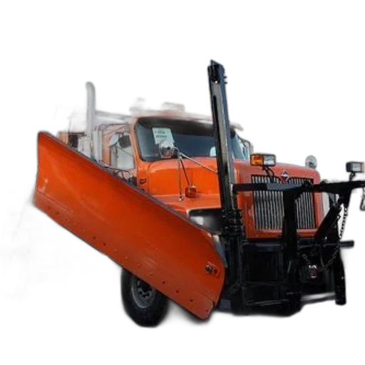 weapon, robot, car, 3d render, orange, snowplow, truck, large transparent PNG cut-out