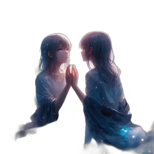 dress, concept art, anime, watercolor, fantasy art, neon lights, rain, night transparent PNG cut-out