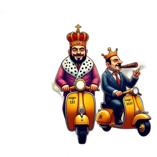 crown, concept art, cartoon, fantasy art, 3d render, three, men, one transparent PNG cut-out