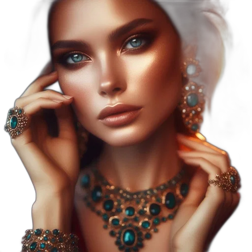 jewelry, crown, face, dress, photorealistic, fantasy art, oil painting, concept art transparent PNG cut-out