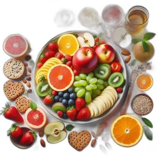 food, colorful, spread, fresh, fruits, items, including, sliced transparent PNG cut-out