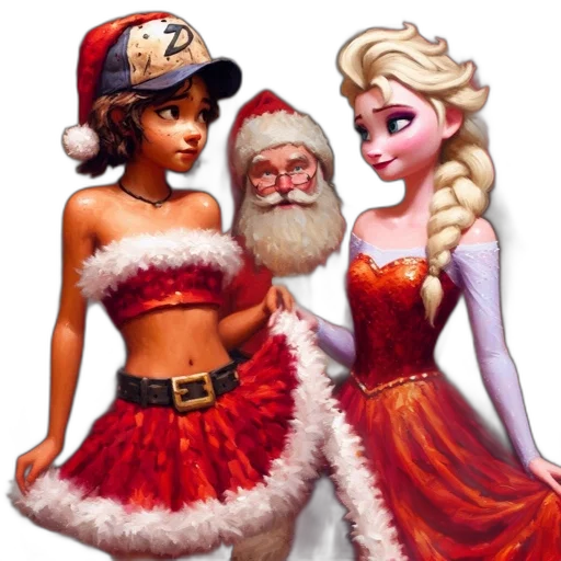fantasy art, concept art, cartoon, pixel art, snow, two, females, stand transparent PNG cut-out
