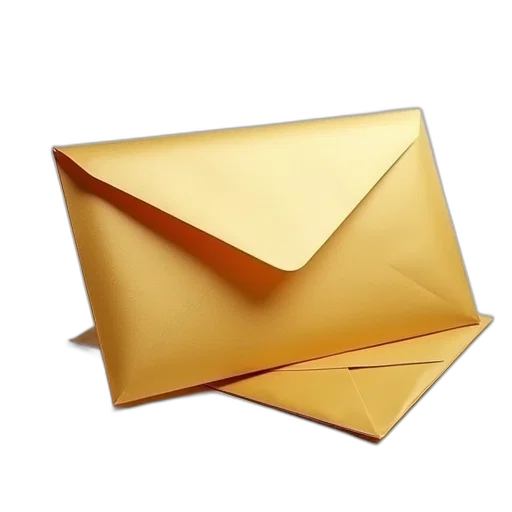 jewelry, 3d render, photorealistic, mail, life, gold, padded, envelopes transparent PNG cut-out