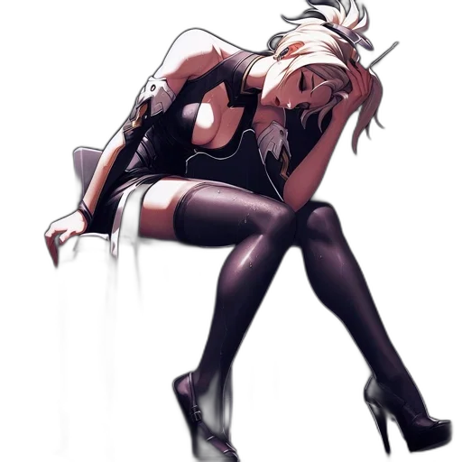 dress, weapon, robot, staff, concept art, cyberpunk, anime, comic book art transparent PNG cut-out
