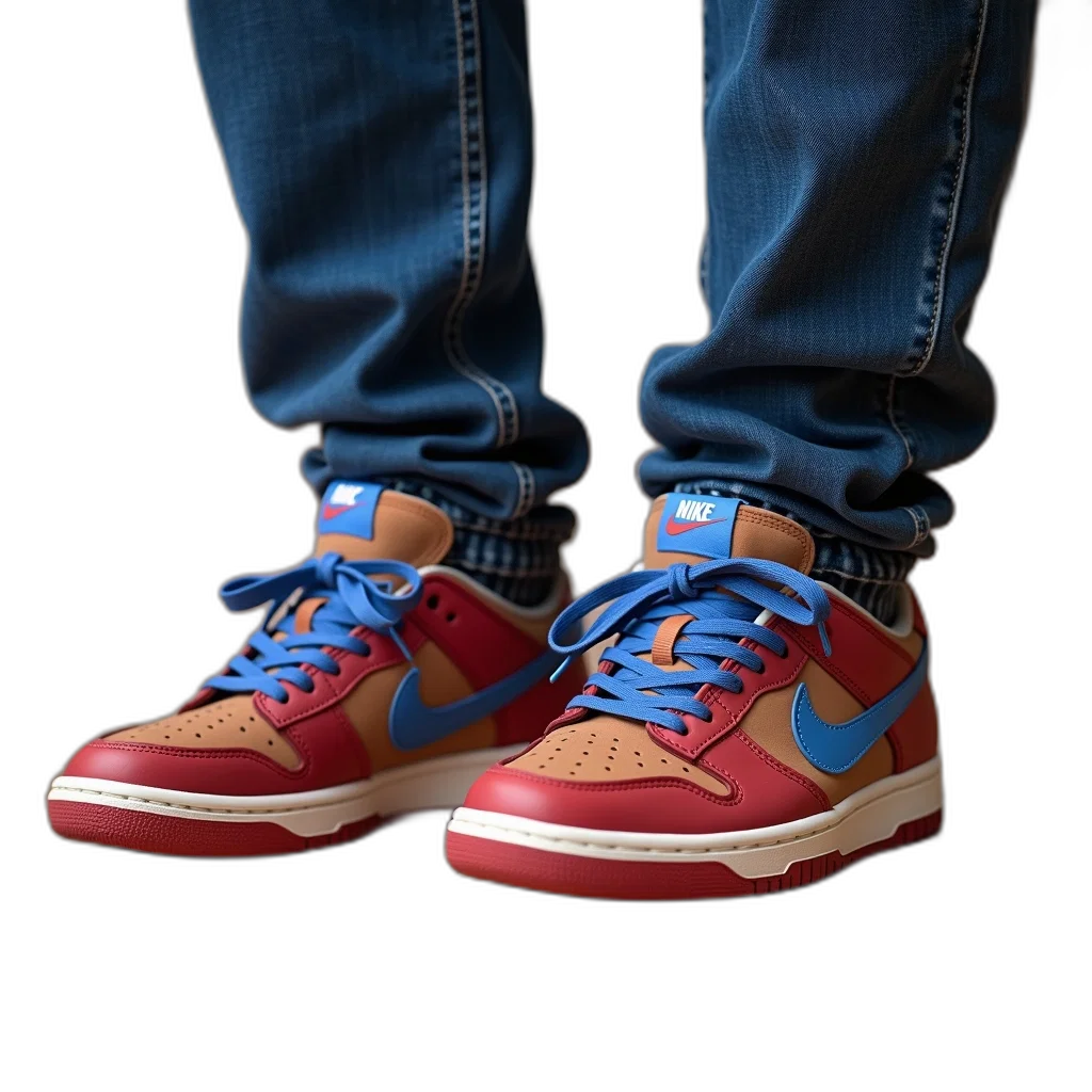 shoes, 3d render, photorealistic, colorful, neon, red, blue, person transparent PNG cut-out
