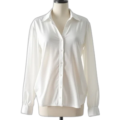 jacket, white, long-sleeved, v-neck, blouse, relaxed, fit, subtle transparent PNG cut-out