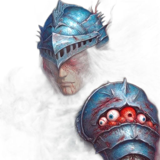 mask, sword, face, robot, concept art, fantasy art, watercolor, comic book art transparent PNG cut-out