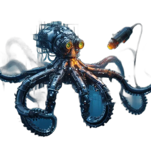 creature, robot, staff, weapon, concept art, pixel art, 3d render, fantasy art transparent PNG cut-out