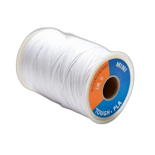 close-up, image, spool, white, thread, blue, orange, label transparent PNG cut-out