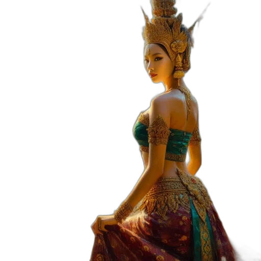 dress, 3d render, concept art, fantasy art, photorealistic, woman, traditional, southeast transparent PNG cut-out