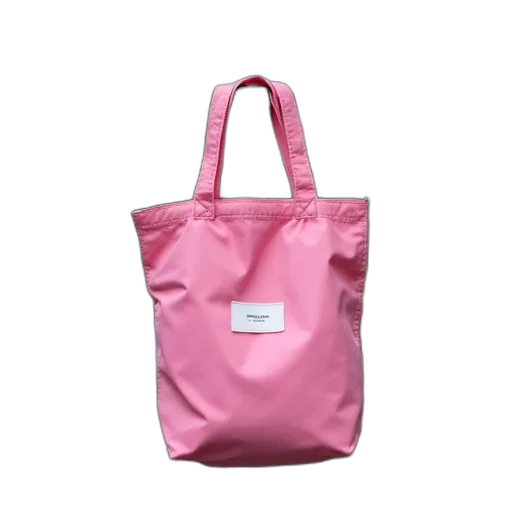 3d render, photorealistic, pastel, pink, tote, bag, white, label transparent PNG cut-out