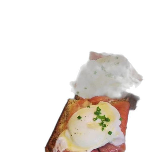 food, crown, 3d render, photorealistic, plate, eggs, benedict, chives transparent PNG cut-out