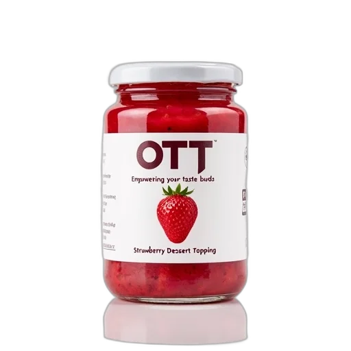 food, bottle, strawberry, jam, white, label, featuring, brand transparent PNG cut-out
