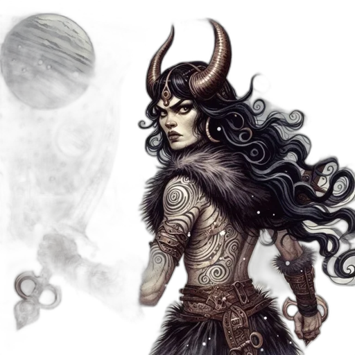 fantasy art, concept art, comic book art, pixel art, dark, female, warrior, hair transparent PNG cut-out