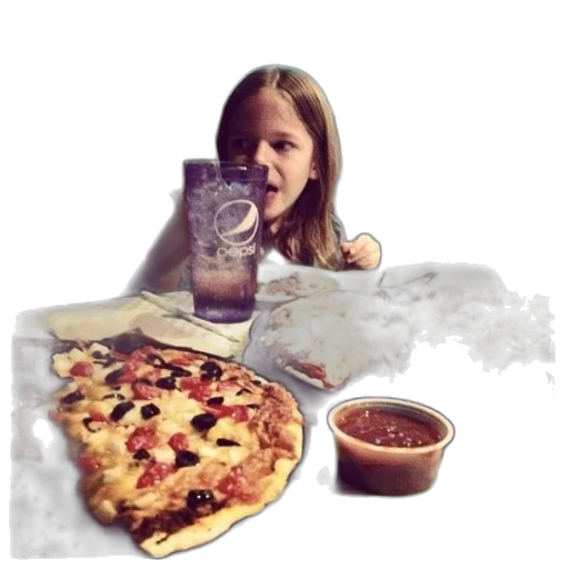 food, photorealistic, 3d render, concept art, girl, sitting, table, two transparent PNG cut-out