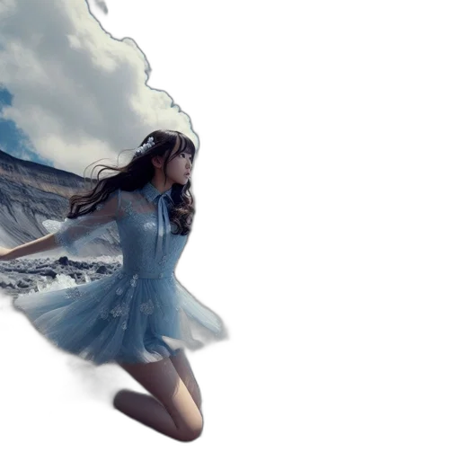 dress, photorealistic, fantasy art, concept art, oil painting, underwater, outer space, fog transparent PNG cut-out