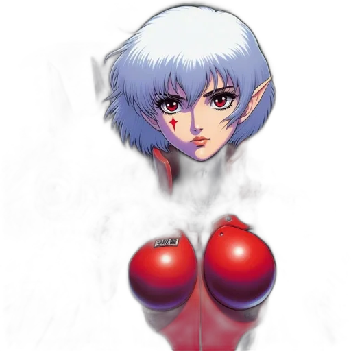 robot, fantasy art, anime, concept art, watercolor, red, blue, animated transparent PNG cut-out