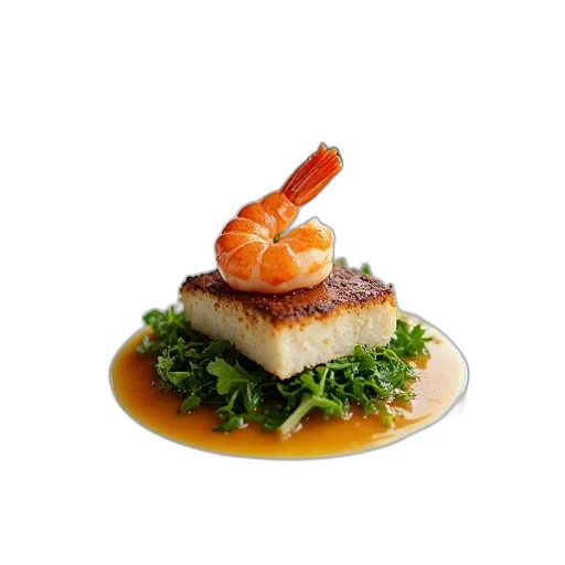 food, photorealistic, 3d render, plate, piece, meat, possibly, shrimp transparent PNG cut-out