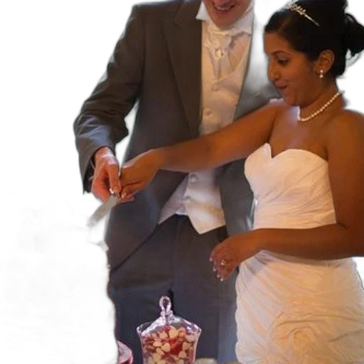 dress, staff, umbrella, jewelry, bride, groom, cut, into transparent PNG cut-out